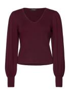 Lauren Ralph Lauren Cotton-Blend Blouson-Sleeve Sweater Burgundy