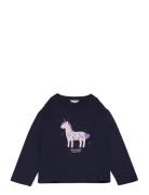 T-Shirt Unicorn Tops T-shirts Long-sleeved T-shirts Navy Mango