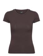 Gina Tricot Soft Touch Short Sleeve Top Brun