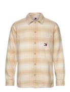 Tjm Badge Check Overshirt Skjorta Casual Beige Tommy Jeans