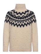 GANT Fair Isle Stand Collar Beige