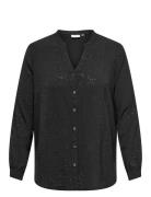 ONLY Carmakoma Carjosee Metta Life L/S V-Neck Shirt Wvn Svart