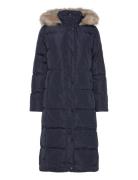 Lauren Ralph Lauren Faux-Fur-Trim Hooded Down Coat Marinblå