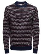 ONLY & SONS Onsmusa Reg 3 Struc Crew Knit Marinblå