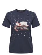 ONLY Onlyrsa Christmas Reg S/S Top Jrs Marinblå