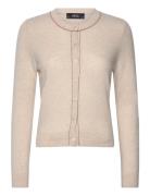 Mango 100% Wool Cardigan With Decorative Stitching Beige