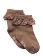 Minymo Ankle Sock W. Lace Brun