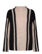 Selected Femme Slflulu Ls Knit Vertical High Neck Beige