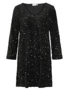 Vila Vifaith V-Neck L/S Sequin Dress/Vol Svart