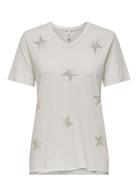 ONLY Onllucy Life Star S/S V-Neck Cs Top Vit