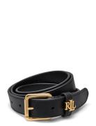 Lauren Ralph Lauren Logo-Keeper Leather Skinny Belt Svart