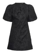 Gina Tricot Brocade Puff Sleeve Dress Svart