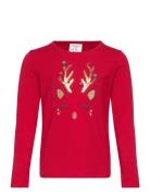 Lindex Top Ls Reindeer Face Röd