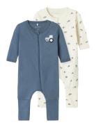 Name It Nbmnightsuit 2P Zip Ff Jet Tractor Noos Marinblå