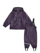 Mikk-line Pu Rain Set W. Fleece/Susp. 104 Rec Lila