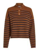 Tommy Hilfiger Gold Button Polo Ls Sweater Brun