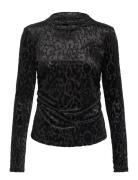 Mango Leopard-Print Long-Sleeved T-Shirt Svart