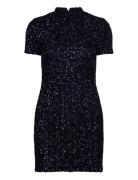 Mango Short-Sleeved Sequin Dress Marinblå