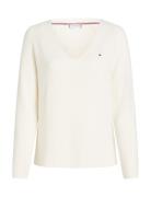 Tommy Hilfiger Co Cardi Stitch V-Nk Ls Vit