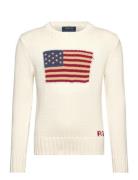 Ralph Lauren Kids The Iconic Flag Sweater Kräm