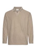 Lindbergh V-Neck Jacquard Polo L/S Beige