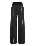 Monki High Waisted Relaxed Wide Leg Sport Trousers Svart