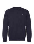 GANT Casual Cotton Saddle C-Neck Marinblå