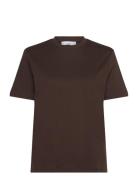 Mango Short-Sleeved Cotton T-Shirt Brun