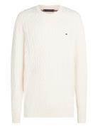 Tommy Hilfiger Classic Cotton Cable Crew Neck Vit