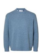 Selected Homme Slhreuben Ls Knit Relaxed Crew Neck Blå