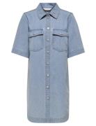 ONLY Onlbelle S/S Button Dress Dnm Gua Noos Blå