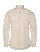 Calvin Klein Poplin Stretch Slim Shirt Beige