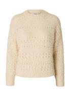 Selected Femme Slfalfi Ls Knit O-Neck Kräm