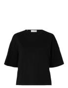 Selected Femme Slfpenny Ss Embroidered Tee Svart