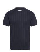 Lindbergh Knitted S/S O-Neck Tee Marinblå