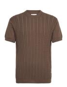 Lindbergh Knitted S/S O-Neck Tee Brun