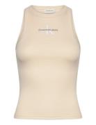 Calvin Klein Jeans Monologo Rib Tank Top Beige