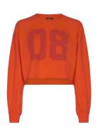 Monki Cropped Long-Sleeved T-Shirt Orange