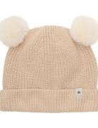 Huttelihut Hat Knit W. Pompoms Beige