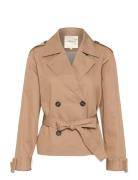 Cream Crrea Crop Trenchcoat Brun