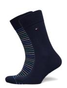 Tommy Hilfiger Th Men Small Stripe Sock 2P Marinblå