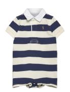 Ralph Lauren Baby Striped Cotton Rugby Shortall Marinblå