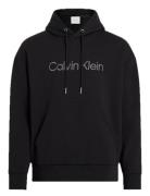 Calvin Klein Textured Embroidery Logo Hoodie Svart