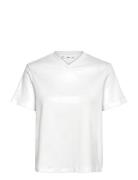 Mango V-Neck Cotton T-Shirt Vit