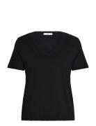 Mango V-Neck Cotton T-Shirt Svart