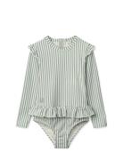 Liewood Sille Baby Seersucker Swimsuit Grön