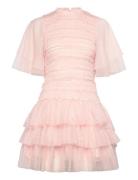 Malina Minnie Short Sleeve Lace Mini Dress Rosa