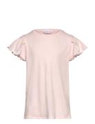 Mango Short-Sleeved Ruffle T-Shirt Rosa