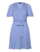 Lauren Ralph Lauren Crinkle Georgette Surplice Dress Blå