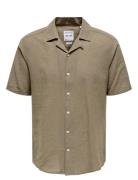 ONLY & SONS Onscaiden Ss Solid Resort Linen Shirt Grön